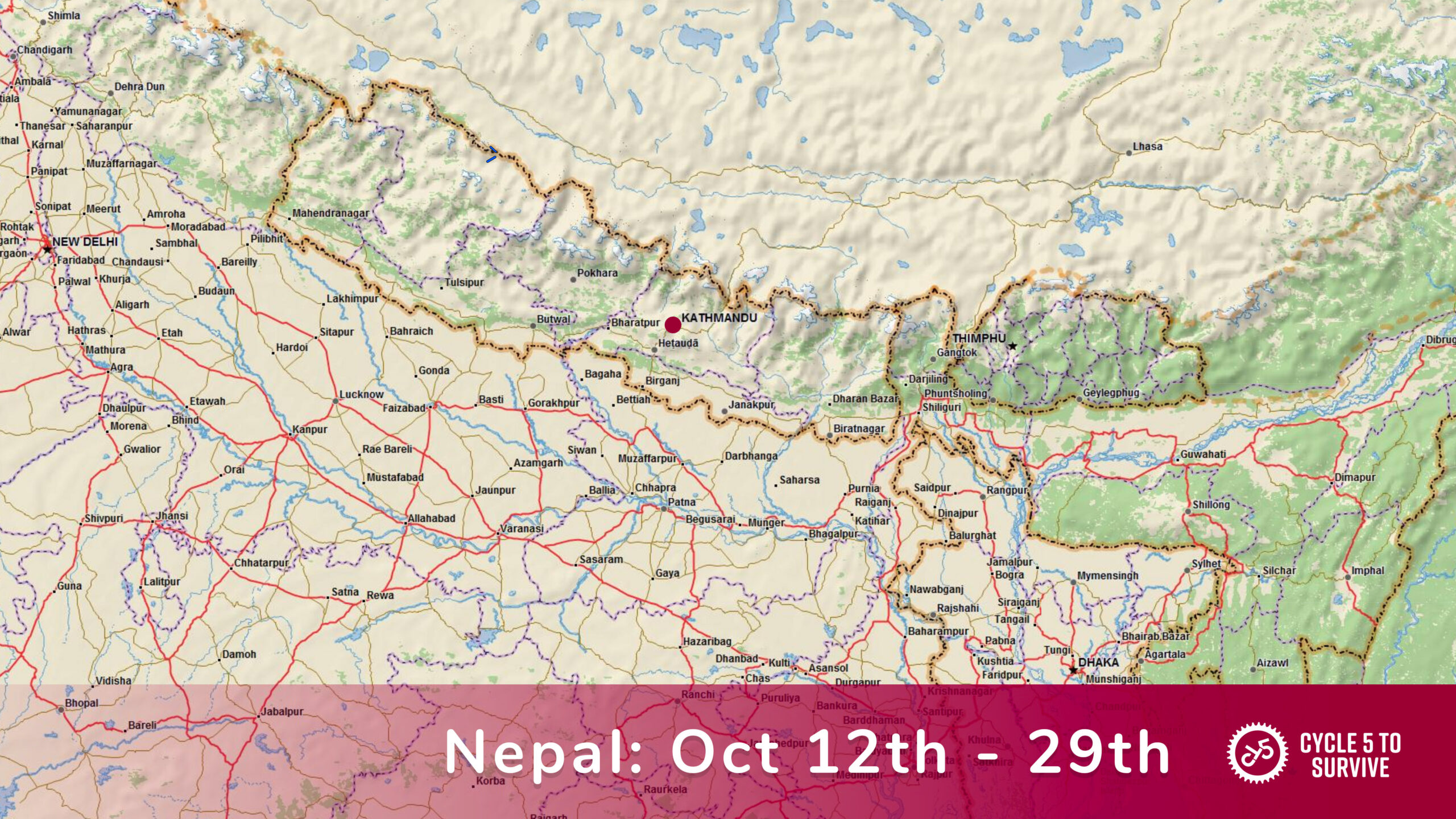 Map of Nepal Oct 12 - Oct 29