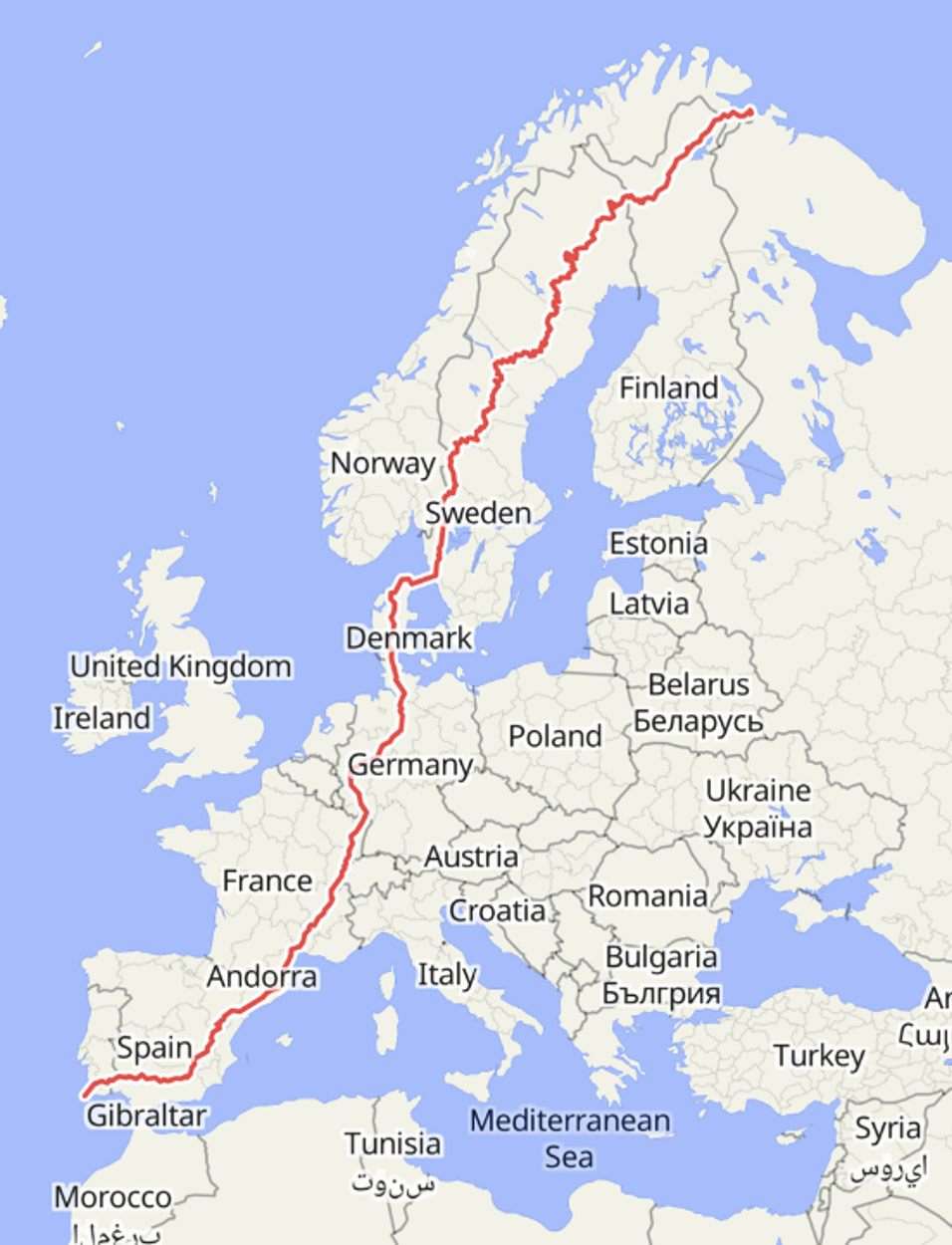 Map of 2024 Europe Divide Route