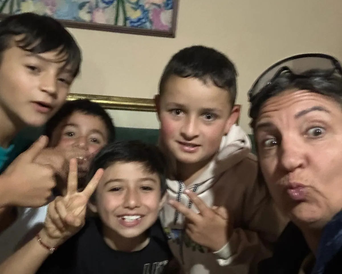 Kristen with some kids